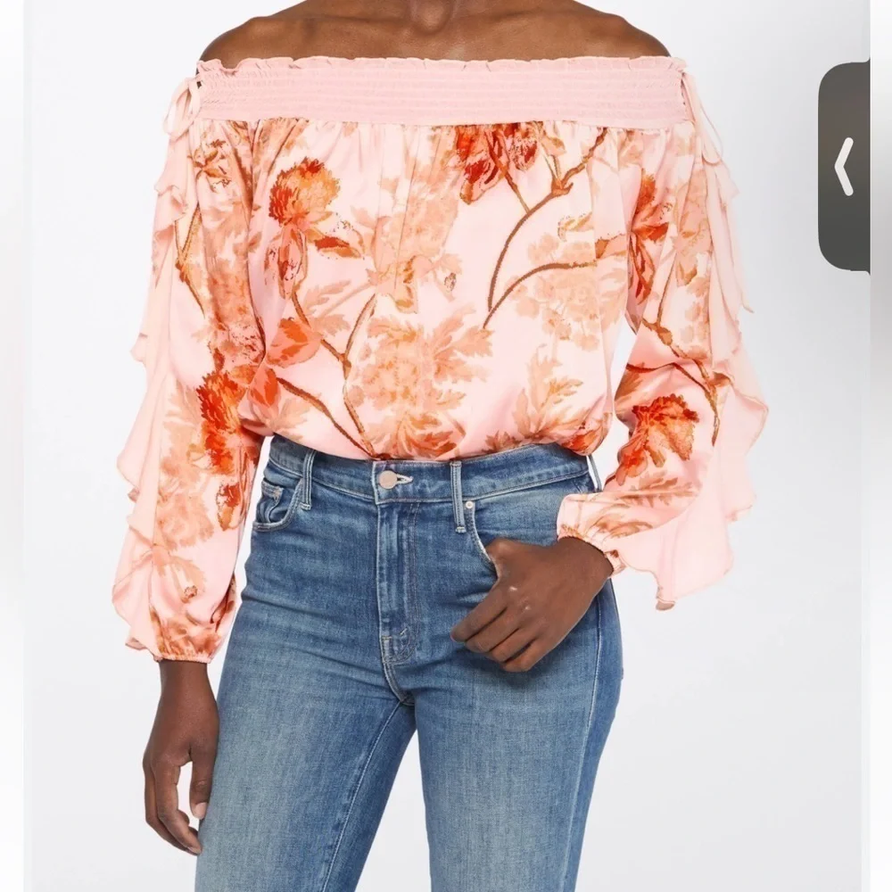 Free People Born to Love Floral Print Off the Shoulder Bodysuit in Lotus Combo